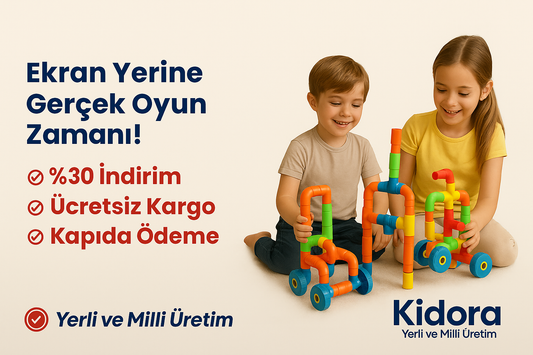 Kidora® Tekerlekli Boru Lego – 72 Parça | Yerli ve Milli Yapı Seti