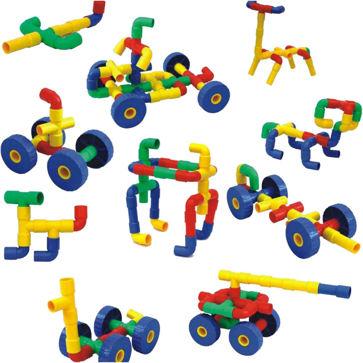 Kidora® Tekerlekli Boru Lego – 72 Parça | Yerli ve Milli Yapı Seti