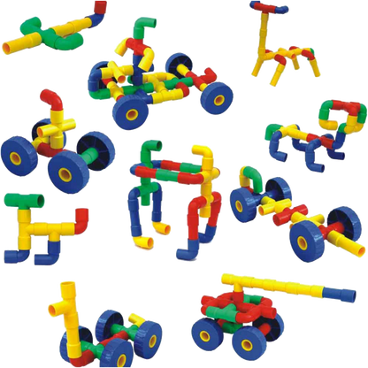 Kidora® Tekerlekli Boru Lego – 72 Parça | Yerli ve Milli Yapı Seti