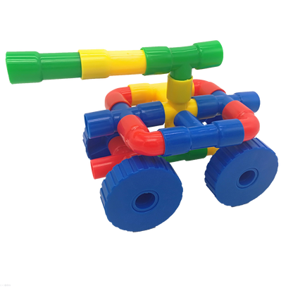 Kidora® Tekerlekli Boru Lego – 72 Parça | Yerli ve Milli Yapı Seti